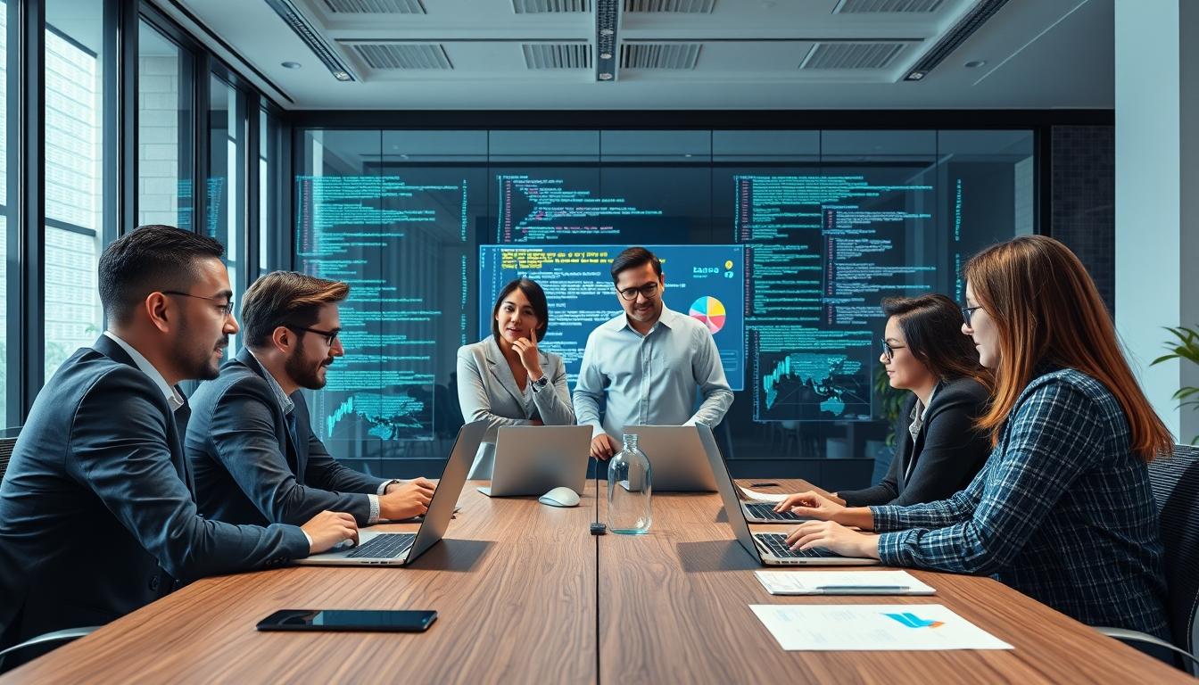 AI software company team and business technology strategy